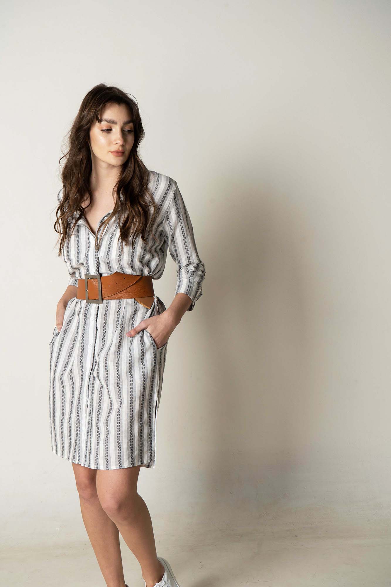VESTIDO CAMISERO AFECTO BLANCO/NEGRO | La Cofradía . Otoño - Invierno 2022