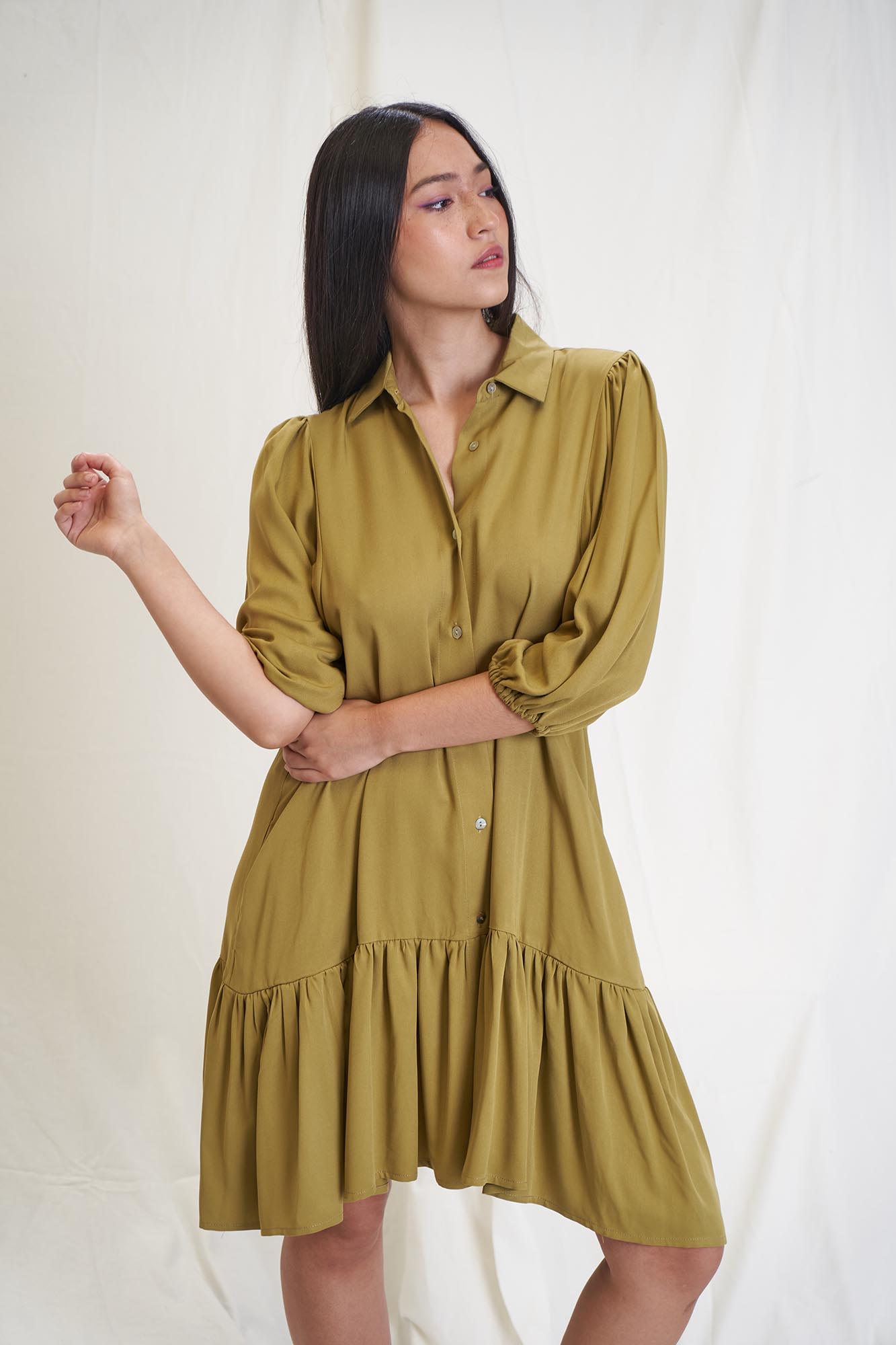 VESTIDO PASTIZAL OLIVA | La Cofradía . Otoño - Invierno 2022